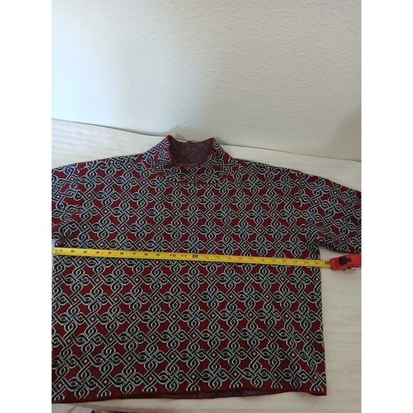 Anthropologie Maeve Sweater Size Small Red Geometric Long Sleeve Mock Neck - Picture 10 of 15